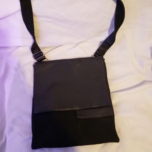 A9,616 Hobo black leather nylon shoulder bag  messenger cross body